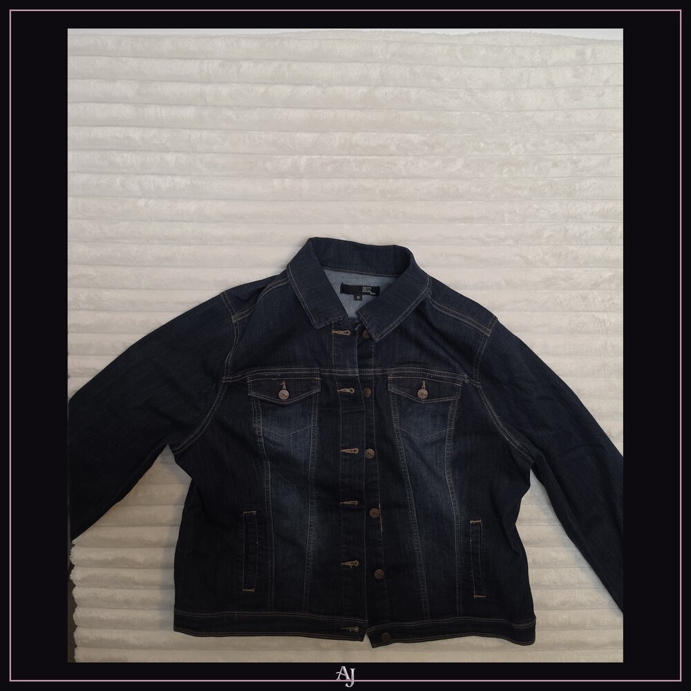 1822 Denim 1X Women's Plus Size Dark Wash Denim Jacket